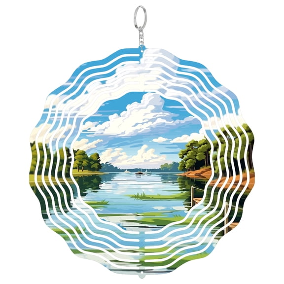 Lake Conroe Texas Water 3D Wind Spinner Stainless Steel Kinetic Hanging Ornament Garden Decor Lone Star State Gift