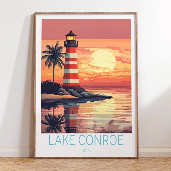 Lake Conroe Texas Waterfront Nature Wall Art, Unframed Paper Print Size 8x12