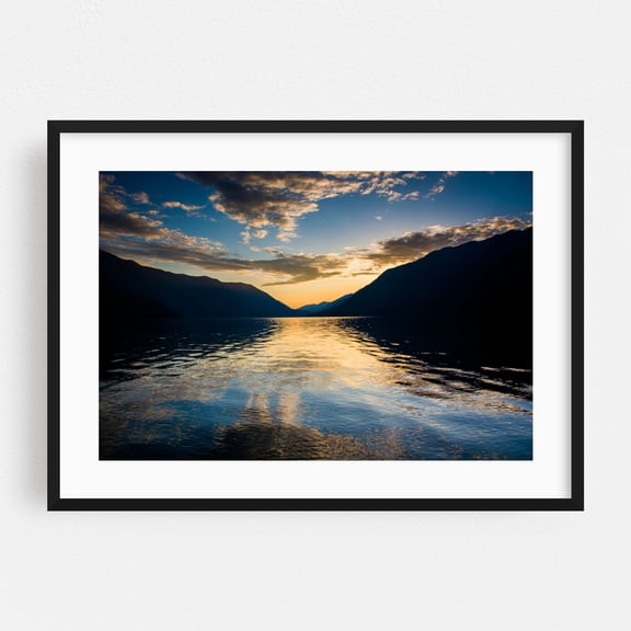 Lake Crescent Sunset - Washington Photography Black Framed Wall Art Print 12 x 18 inches