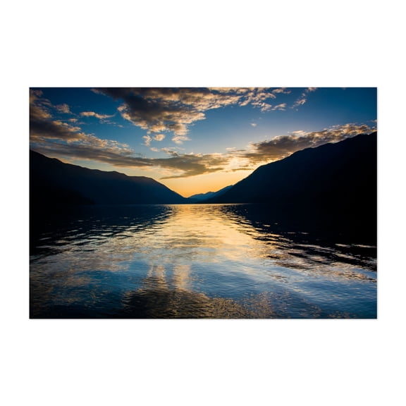 Lake Crescent Sunset - Washington Photography Sunset Landscape Nature Mountain Water Scenic Ocean Unframed Wall Art Print 32 x 48 inches