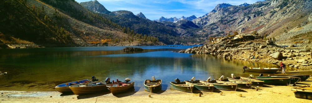 Lake Crowley in a valley high in the Sierra Nevada Mountains Nevada Canvas Art - Panoramic Images (36 x 12)