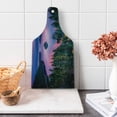 thumbnail image 1 of Lake Cutting Board, High Angle Majestic View of North American Freshwater Lake Outdoor Mother Earth Image, Tempered Glass Cutting and Serving Board, Wine Bottle Shape, Green Pink, by Ambesonne, 1 of 1