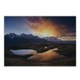 thumbnail image 1 of Lake Cutting Board, Sunrise at Mountain Lake Koruldi Caucasian Ridge Zemo Svaneti Georgia, Decorative Tempered Glass Cutting and Serving Board, Small Size, Pale Orange Dark Brown, by Ambesonne, 1 of 1