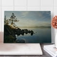 thumbnail image 1 of Lake Cutting Board, Tahoe at Sunset Clear Sky and Single Pine Tree Rest Peaceful Weekend Photo Print, Decorative Tempered Glass Cutting and Serving Board, Large Size, Blue Grey, by Ambesonne, 1 of 5