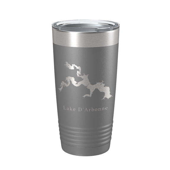 Lake D'Arbonne Map Tumbler Travel Mug Insulated Laser Engraved Coffee Cup Louisiana 20 oz Dark Gray