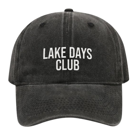 Lake Days Club Embroidered Vintage Washed Dad Hat for Adults, Casual Lake Life Baseball Cap, Outdoor Boating Fishing Sun Hat
