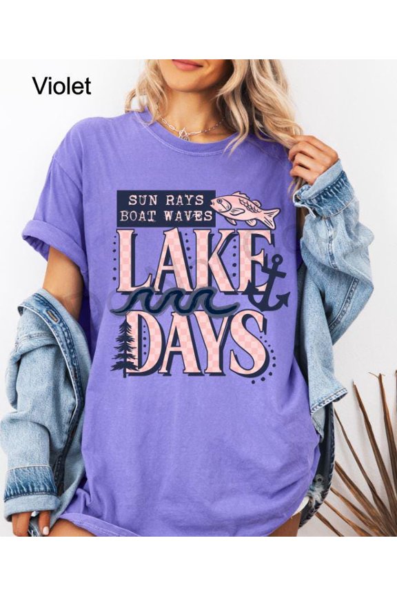 Lake Days Shirt, Summer Lake Tee, Sun Rays Boat Waves Shirt, Lake Life Graphic Tee, Vacation Shirt, Shirt, Cute Lake Tee