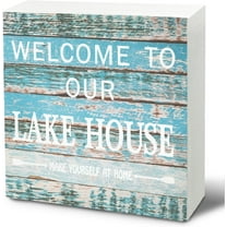 Lake Decor, Lake House Decor, Lake Signs, Lake House Gifts, Lake Decor For Home, Lake House Decor For The Home, Welcome To Our Lake House Wooden Box Sign For Desk Shelf Decor, 5x5 Inch