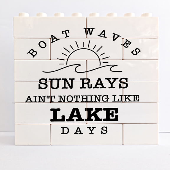 Lake Decorative Signs Plaques Sign Desk Decor Positive Lake Life Rustic Building Bricks Blocks Puzzles Sign Lake Cabin Home Lake Saying Sign For Primitive Country Shelf Table Lake House