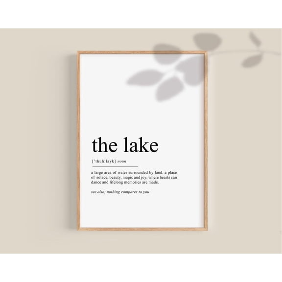 Lake Definition Poster, Lake House Decor, Lake House Sign, Lake Vacation Gift, Lake Life, Lake Map Dictionary Art Home Decor, 8x12 UNFRAMED