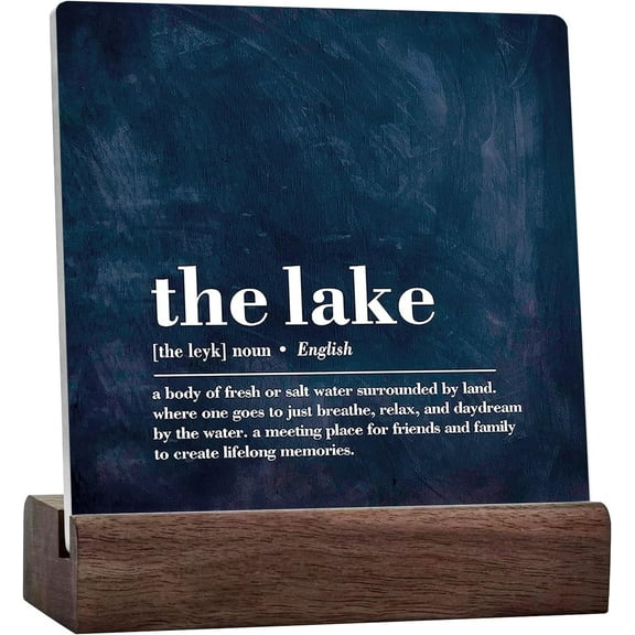 Lake Desk Decor,The Lake Definition Rustic Lake Desk Decor For Lake House Summer Home Wall Tabletop Shelf Decorations Plaque Desk Decor Gift Positive Plaque With Wooden Stand