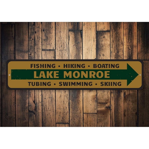 Lake Directional Novelty Decor, Metal Wall Sign - 4x18 Inches