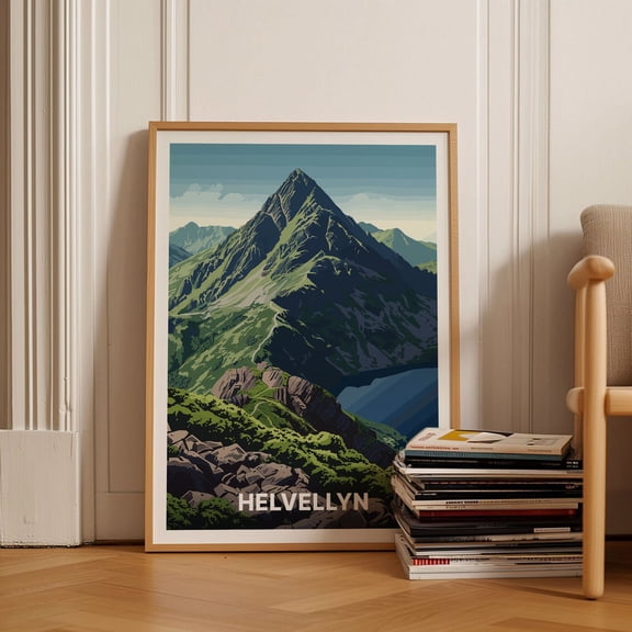Lake District Helvellyn Mountain Travel Poster, Retro Hiking Wall Art, Outdoor Adventure Decor, Cumbria Uk Wall Art, Modern Wall Decor, 8x12 UNFRAMED