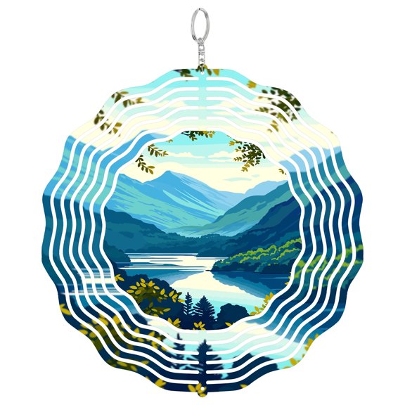Lake District View 3D Wind Spinner Stainless Steel Kinetic Yard Art Garden Decor UK Cumbria Nature Gift