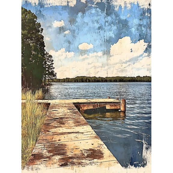 Lake Dock Scenery Canvas Print/Wall Art Perfect for Living Room Bedroom Bathroom Office and Kitchen Decoration.