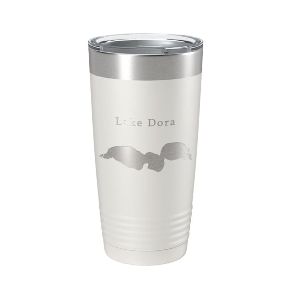 Lake Dora Map Tumbler Travel Mug Insulated Laser Engraved Coffee Cup Florida 20 oz White