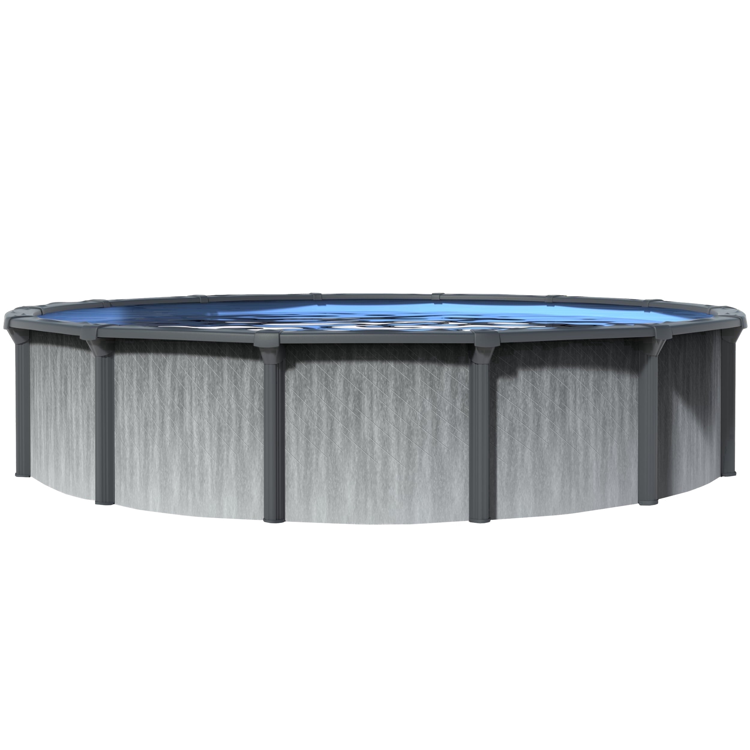 Lake Effect 24' x 52" Lanai Round Brushed Steel Above Ground Swimming Pool