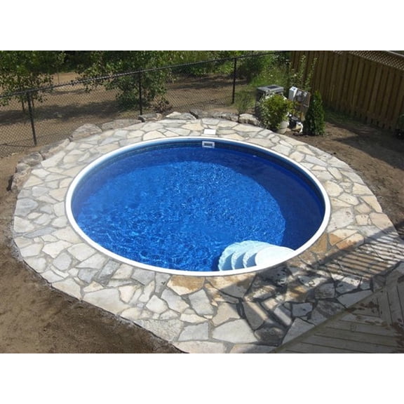 Lake Effect Pools 21' x 52" Round Dominica Semi Inground Step Ready Swimming Pool