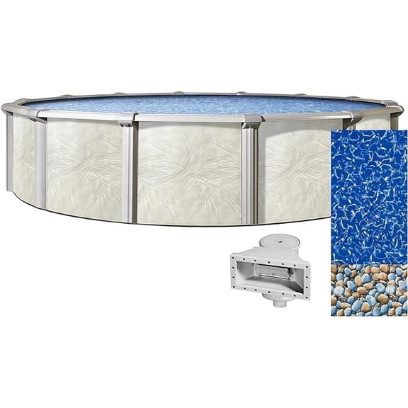 Lake Effect Pools 24' Round x 52" Height Fallston Above Ground Swimming Pool with 25 Gauge Bedrock Liner