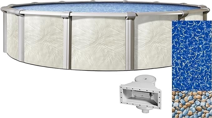 Lake Effect Pools 24' Round x 52" Height Fallston Above Ground Swimming Pool with 25 Gauge Bedrock Liner