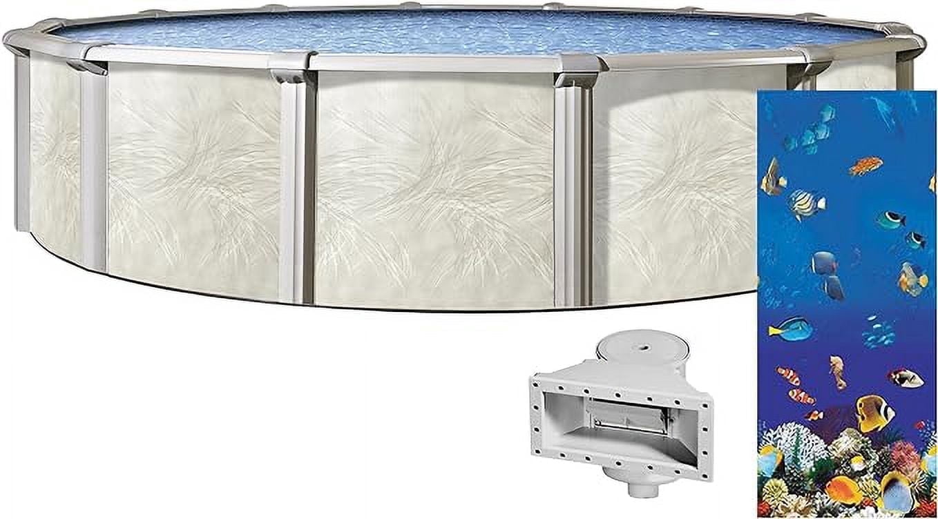 Lake Effect Pools 24' Round x 52" Height Fallston Above Ground Swimming Pool with 25 Gauge Caribbean Liner