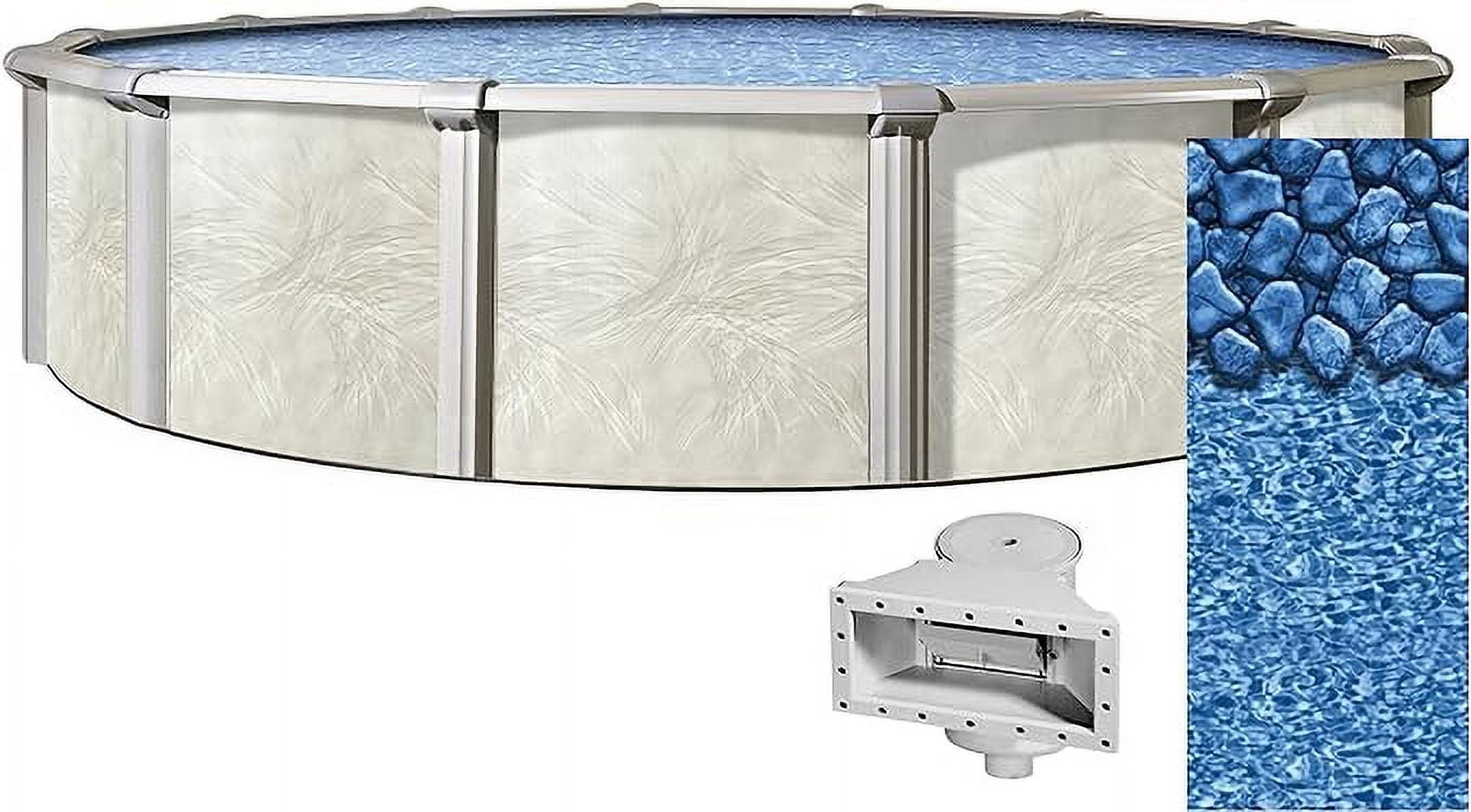 Lake Effect Pools 24' Round x 52" Height Fallston Above Ground Swimming Pool with 25 Gauge Boulder Swirl Liner