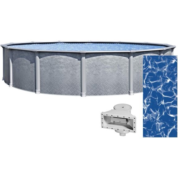 Blue Wave Riviera 27-ft Round 54-in Deep 8-in Top Rail Metal Wall ...