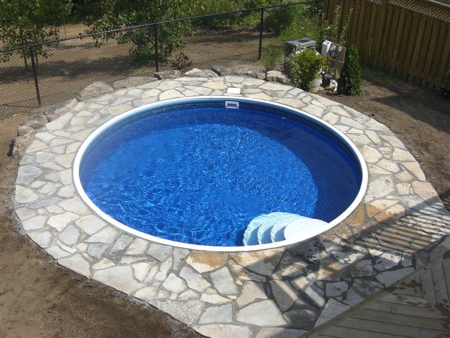 Lake Effect Pools 30' x 52" Round Dominica Semi Inground Step Ready Swimming Pool
