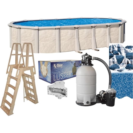 Lake Effect Pools Fallston 18' x 33' Oval x 52" Wall Above-Ground Swimming Pools, Full Start-up Kit