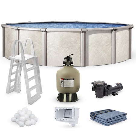 Lake Effect Pools Fallston 27' Round 52" Wall Above-Ground Swimming Pools, Full Start-up Kit