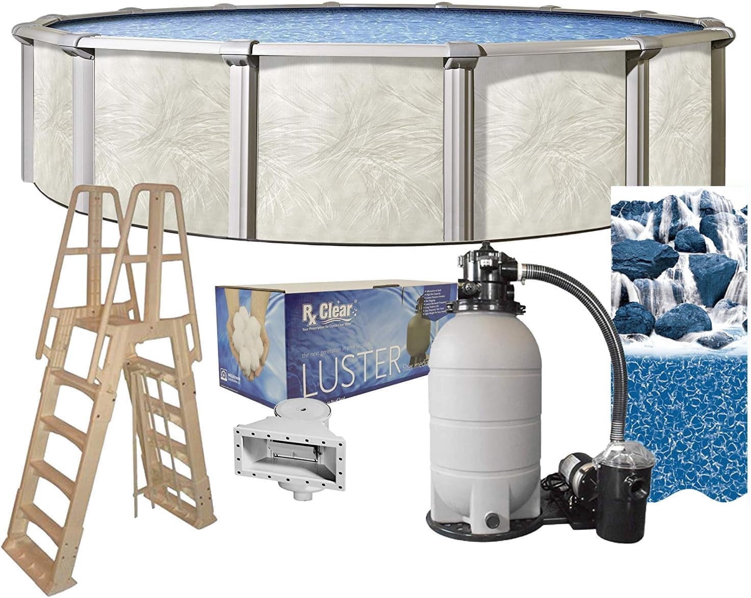 Lake Effect Pools Fallston 27' Round 52" Wall Above-Ground Swimming Pools, Full Start-up Kit