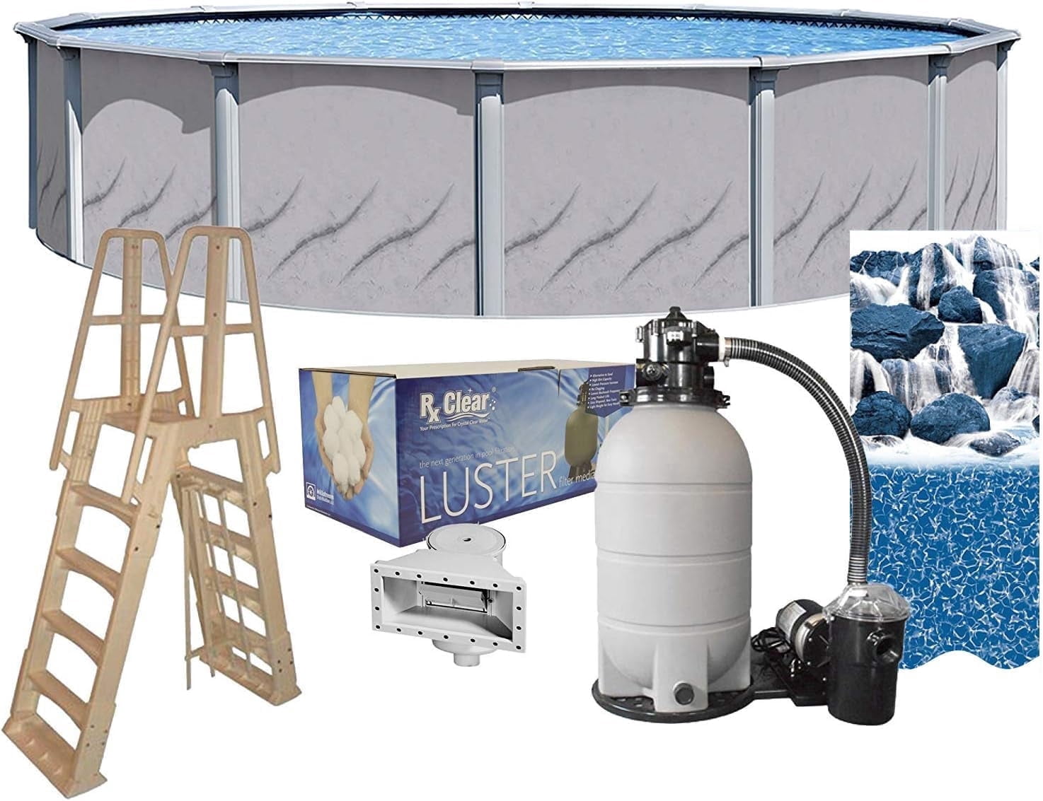 Lake Effect Pools Galleria 15' Round 52" Wall Above-Ground Swimming Pools, Full Start-up Kit