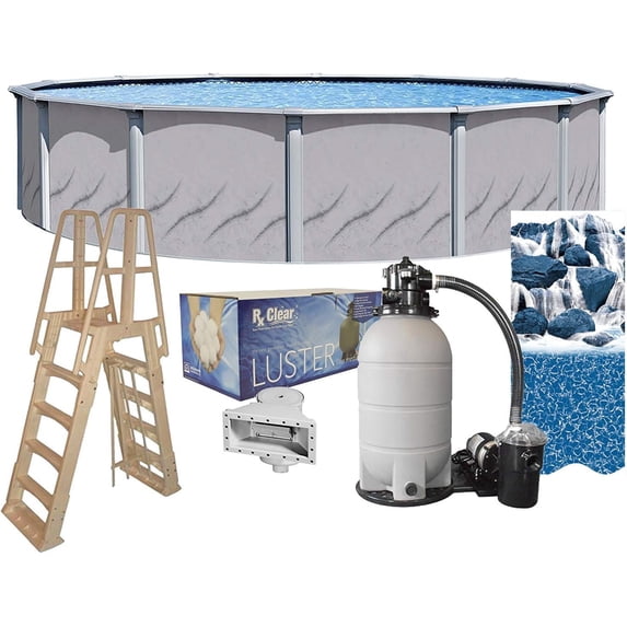 Lake Effect Pools Galleria 18' Round 52" Height Above Ground Swimming Pool, Full Start-up Kit