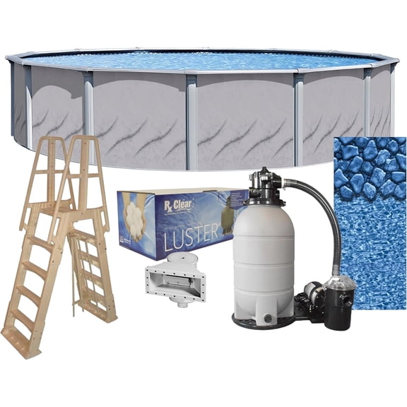 Lake Effect Pools Galleria 18' Round 52" Height Above Ground Swimming Pool, Full Start-up Kit