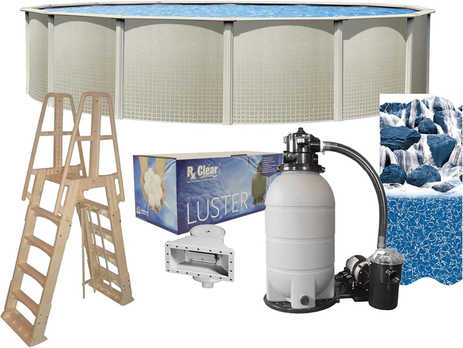 Lake Effect Pools Impressions 18' Round x 48" Wall Above-Ground Swimming Pools, Full Start-up Kit