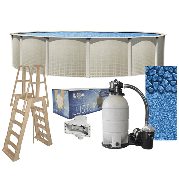 Lake Effect Pools Impressions 18' Round x 48" Wall Above-Ground Swimming Pools, Full Start-up Kit