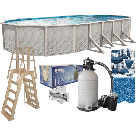 Lake Effect Pools Meadows 12' x 24' x 52" Oval Above-Ground Swimming Pools, Full Start-up Kit