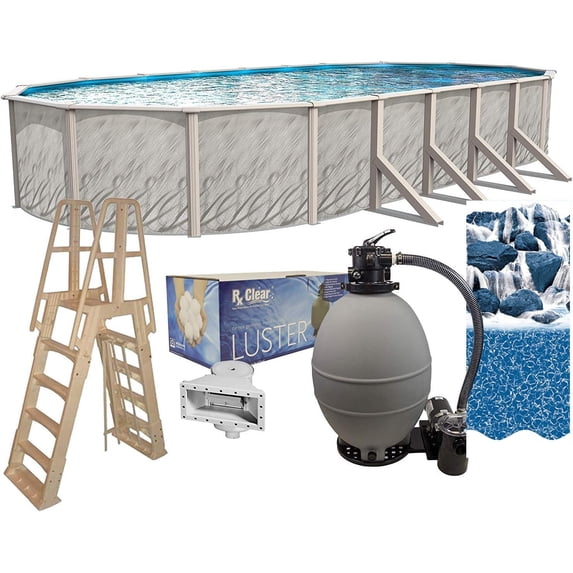 Lake Effect Pools Meadows 18' x 33' x 52" Oval Above-Ground Swimming Pools, Full Start-up Kit
