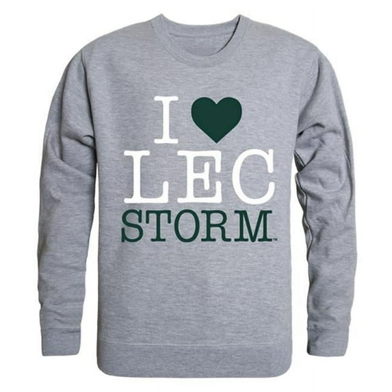 Lake Erie College I Love Crewneck T-Shirt, Heather Grey - Small