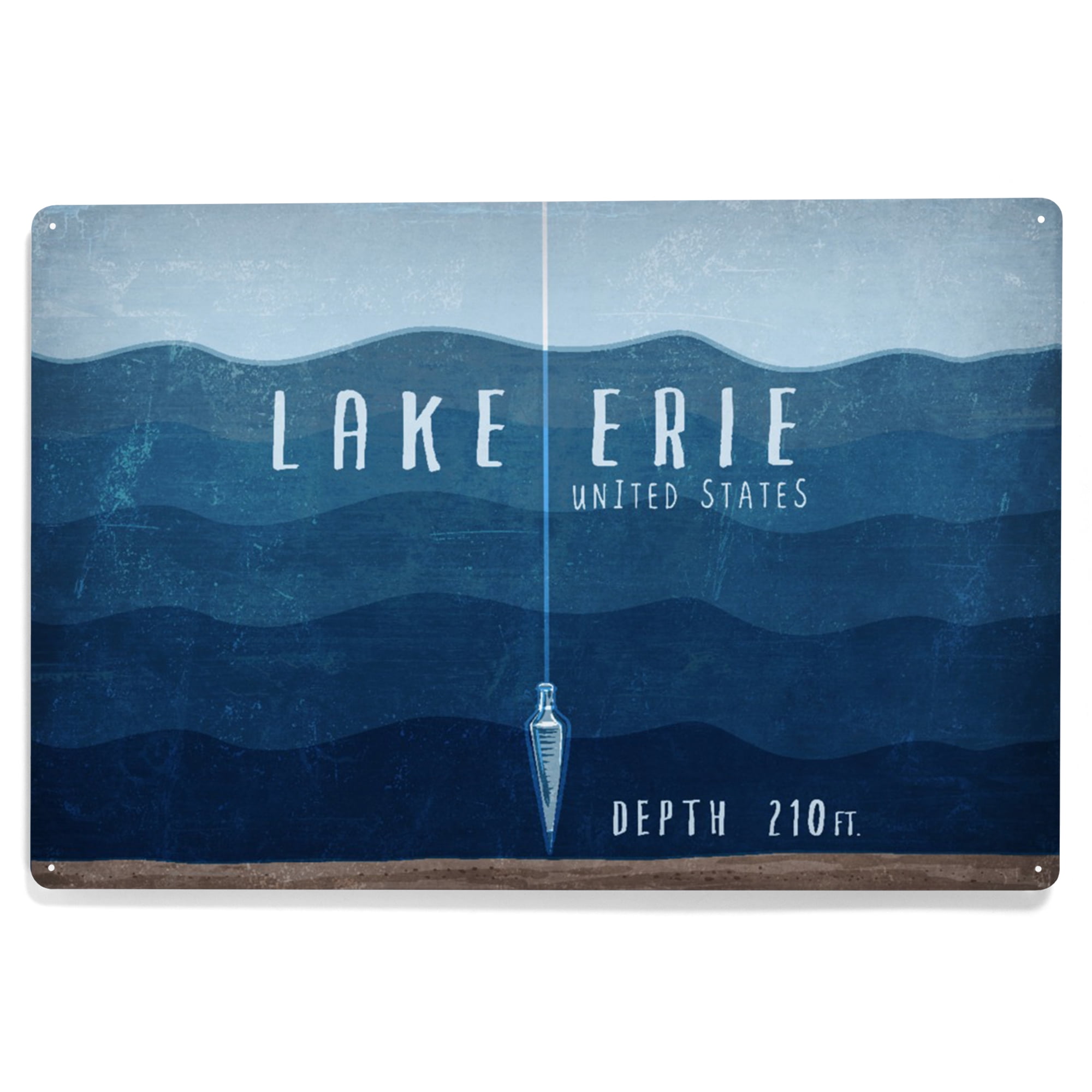 Lake Erie, United States, Lake Essentials, Lake Depth (12x18 Wall Art Poster, Room Decor), Size: 12x18 Print