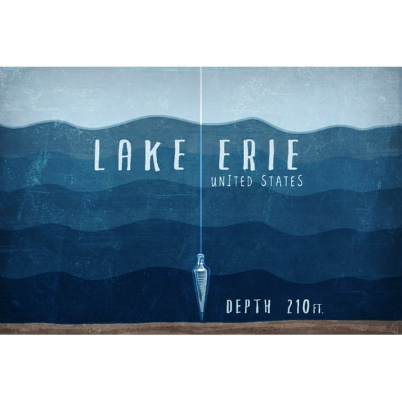 Lake Erie, United States, Lake Essentials, Lake Depth (9x12 Wall Art Print, Home Decor)
