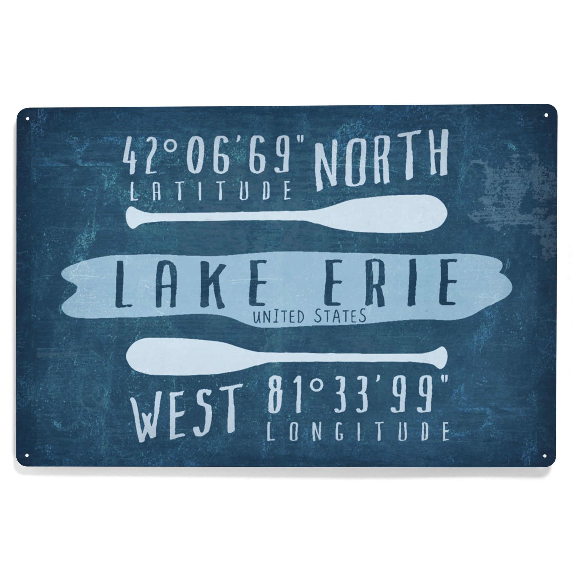 Lake Erie, United States, Lake Essentials, Latitude & Longitude, Lantern Press Artwork, Size: 12 x 18 Art Print