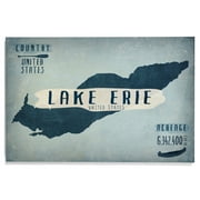 Lake Erie, United States, Lake Essentials, Shape, Acreage and County Birch Wood Wall Sign (12x18 Rustic Home Decor, Ready to Hang Art)