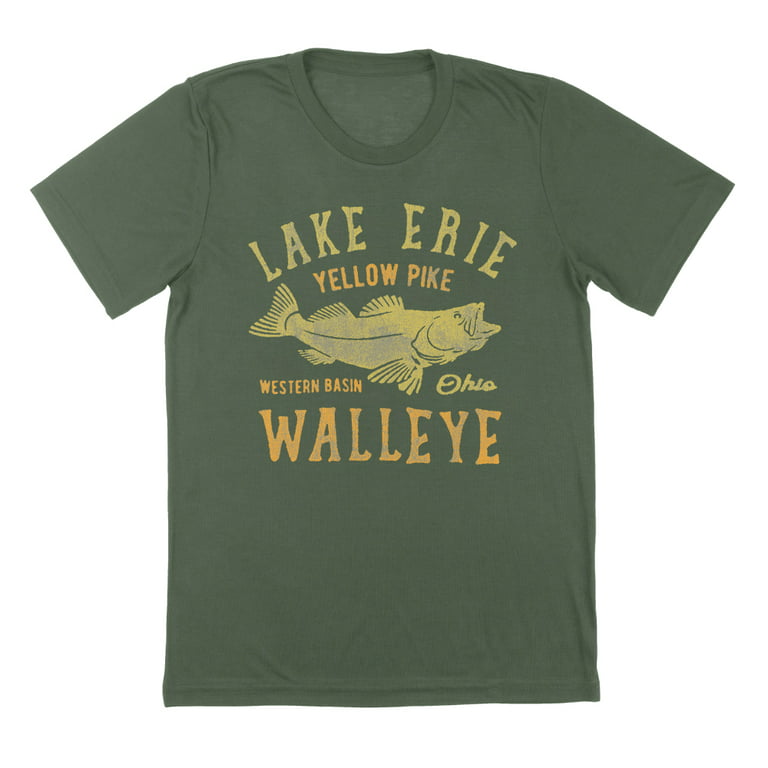 Lake Erie Walleye Humor Graphic Military Green Mens T-Shirt