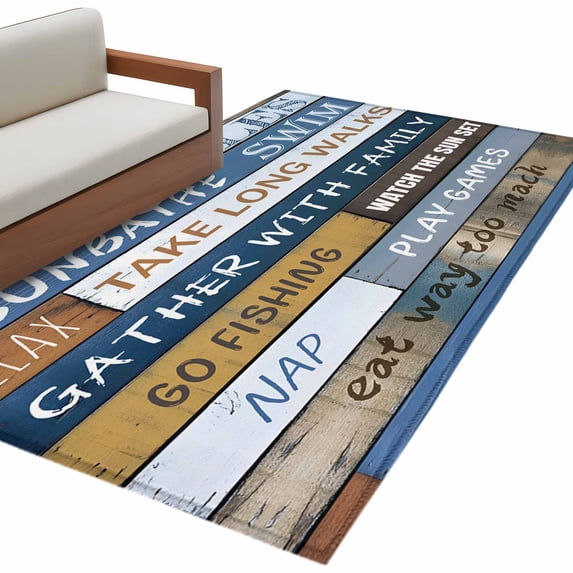 Lake Farmhouse Large Area Rugs for Bedroom Living Room, Soft Non Slip Carpet Bedside Rug, Vintage Wood Grain Country Pastoral Rectangular Floor Cover Kitchen Accent Rug 3'x5' for Dining Room/Office