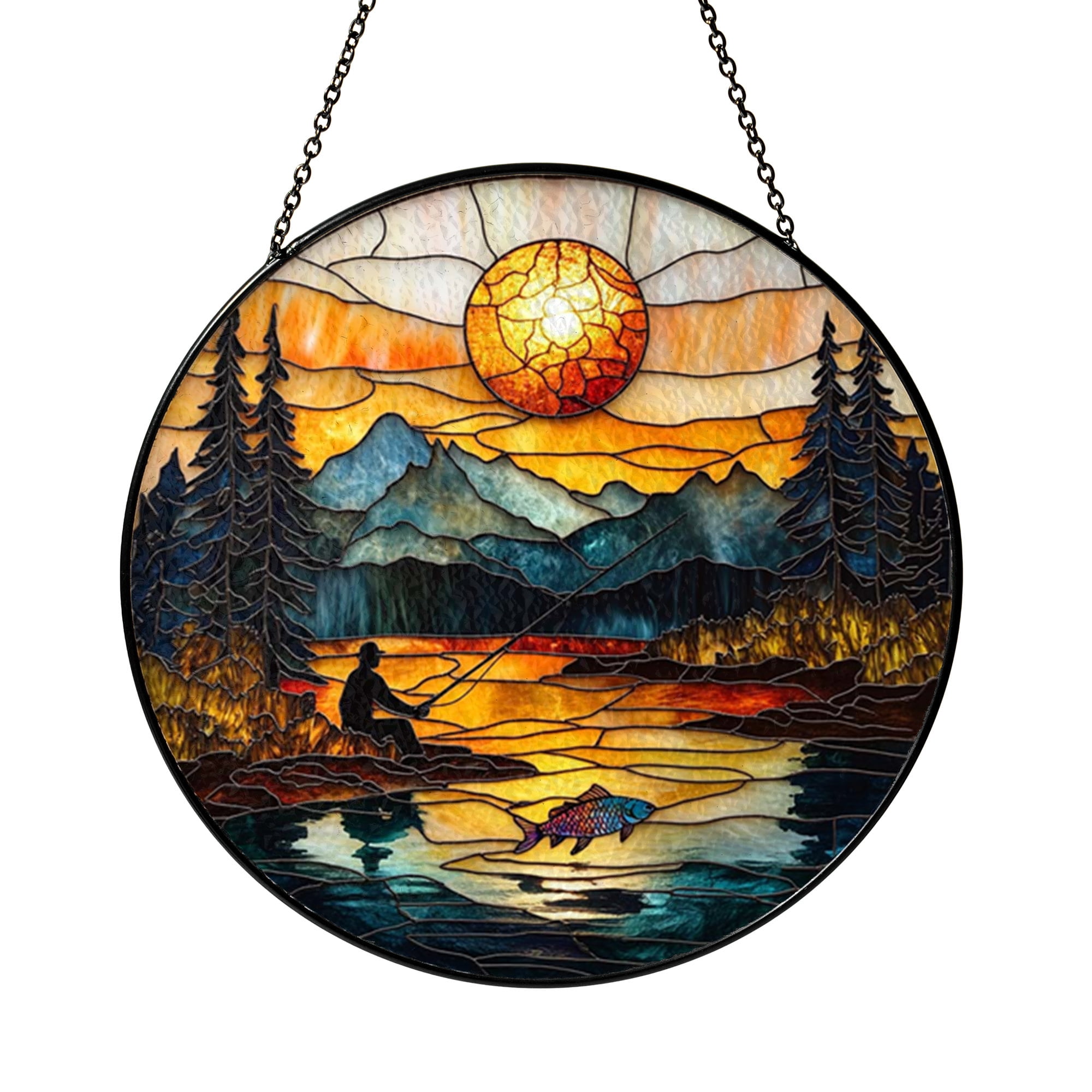 Customized Window Scenery Lake Fishing Scene Decorative Window Hanging - Walmart.com