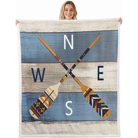Lake Fleece Throw Blanket Throw Kids Sky Blue Rustic Cabin Mountain Woodland for Sofa Couch Farmhouse Wooden Board All Season 30" x 40"
