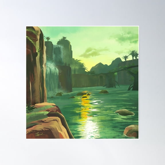 Lake Floria Waterfalls Poster Wall Art, Modern Wall Decor, 16x16 UNFRAMED