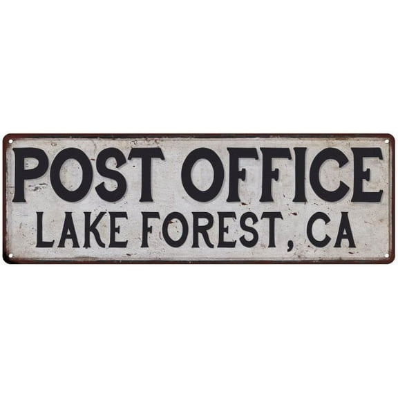 Lake Forest, Ca Post Office Metal Sign Vintage 6x18 106180011391