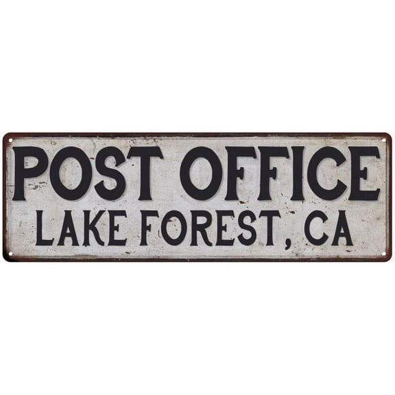 Lake Forest, Ca Post Office Metal Sign Vintage 8x24 108240011391